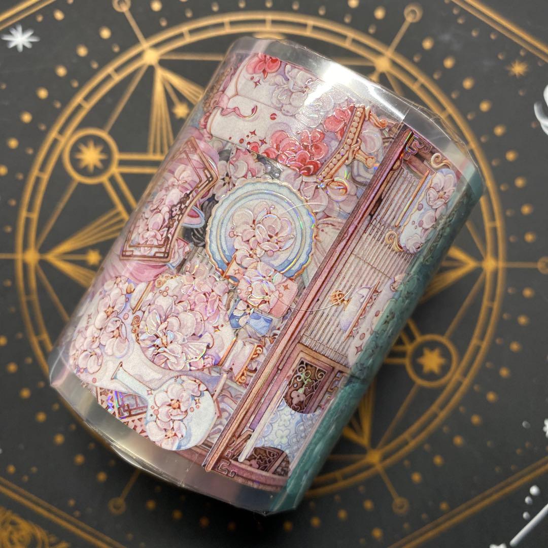 【9400】海外　3/5/巻　貝殻光マスキングテープ　獅子先生新作　ピンク古風系