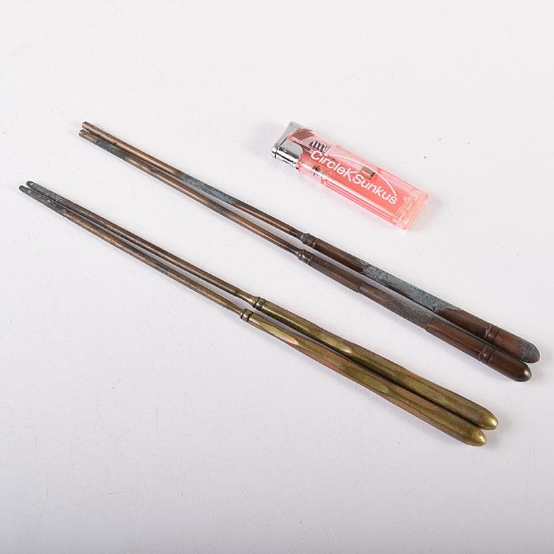 茶道具　猩々堂紹美造(紹美栄佑)　黄銅　火箸　二組　共箱　C　R8585