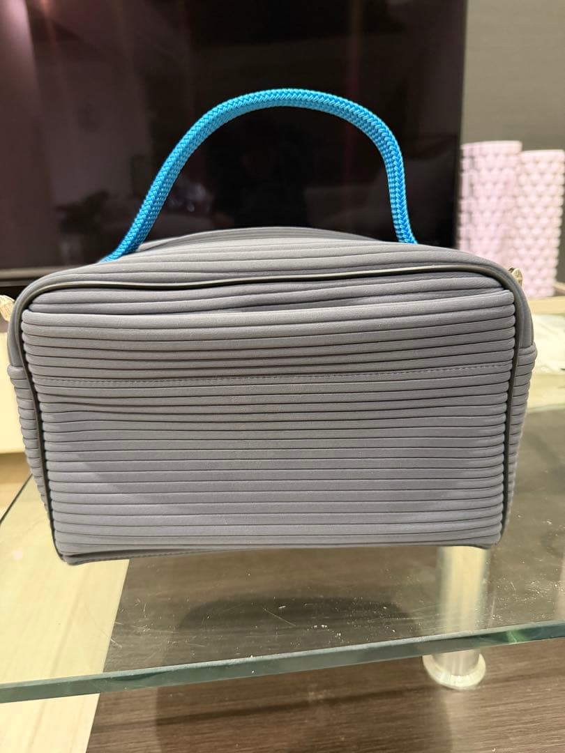 L4K3 ハンドバッグ グレー×ブルー ゴルフ対応