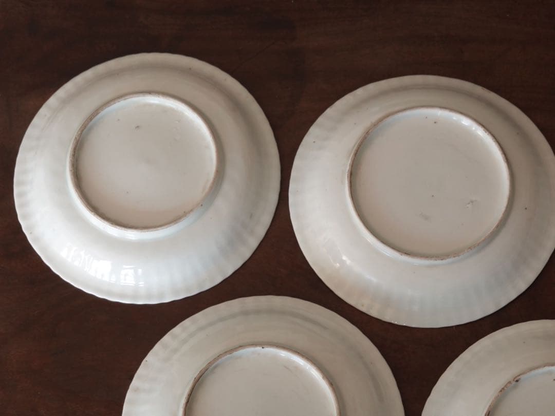 江戸中期〜後期　古伊万里　色絵　金彩　栗文　鎬　皿　5客　銘々皿　バラ売り可能