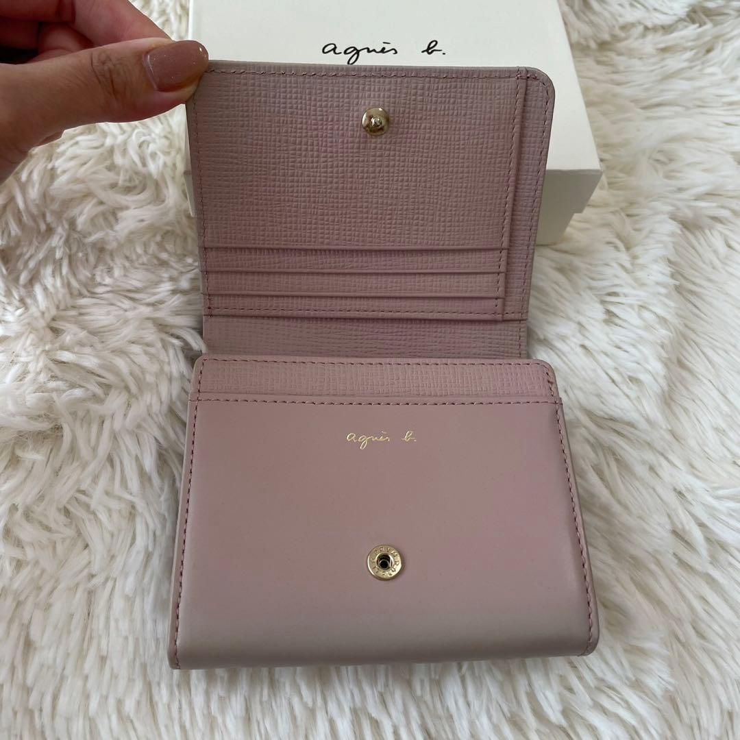 【新品未使用】アニエスベー かぶせ折財布 ピンクベージュ