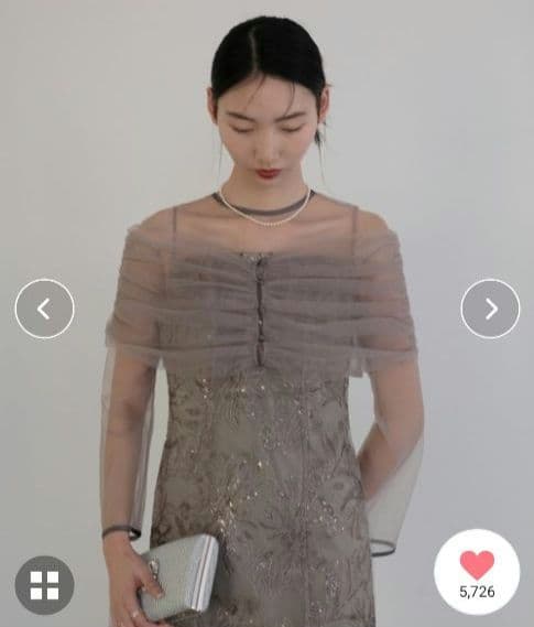 【LEJA】チュールオフショルダー花柄Iラインドレスワンピース