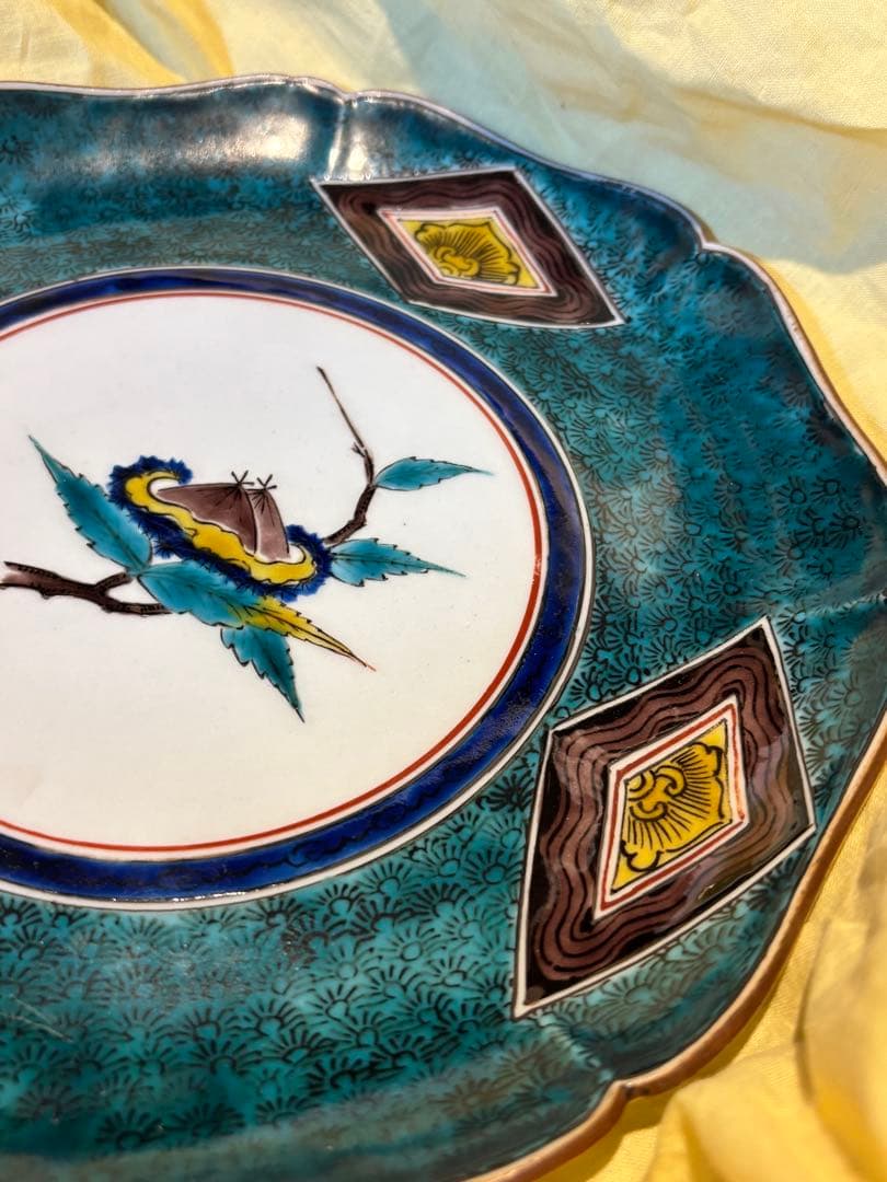 【共箱】人間国宝級 浅蔵五十吉作 九谷焼 彩釉花鳥文 飾皿 美品 購入時16万円
