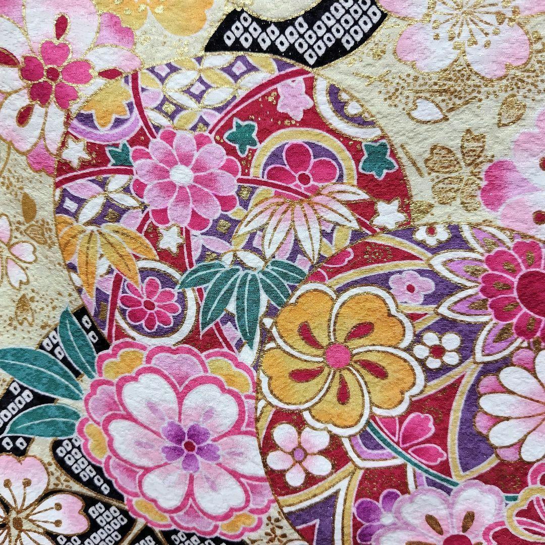 振袖フルセット(8点)・金駒刺繍・銀通し・金彩加工・鹿の子柄・正絹