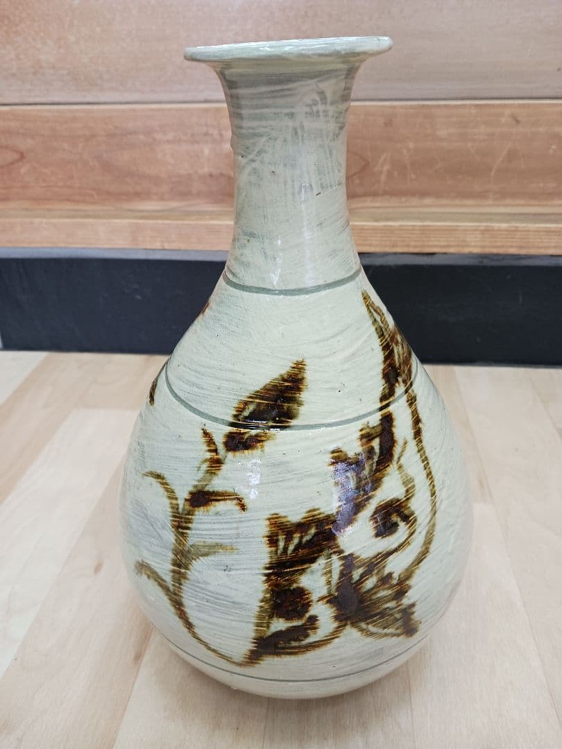 韓国人間国宝　【池順鐸】　双魚文　 徳利　 花瓶　 花器　酒器　 在銘　共箱