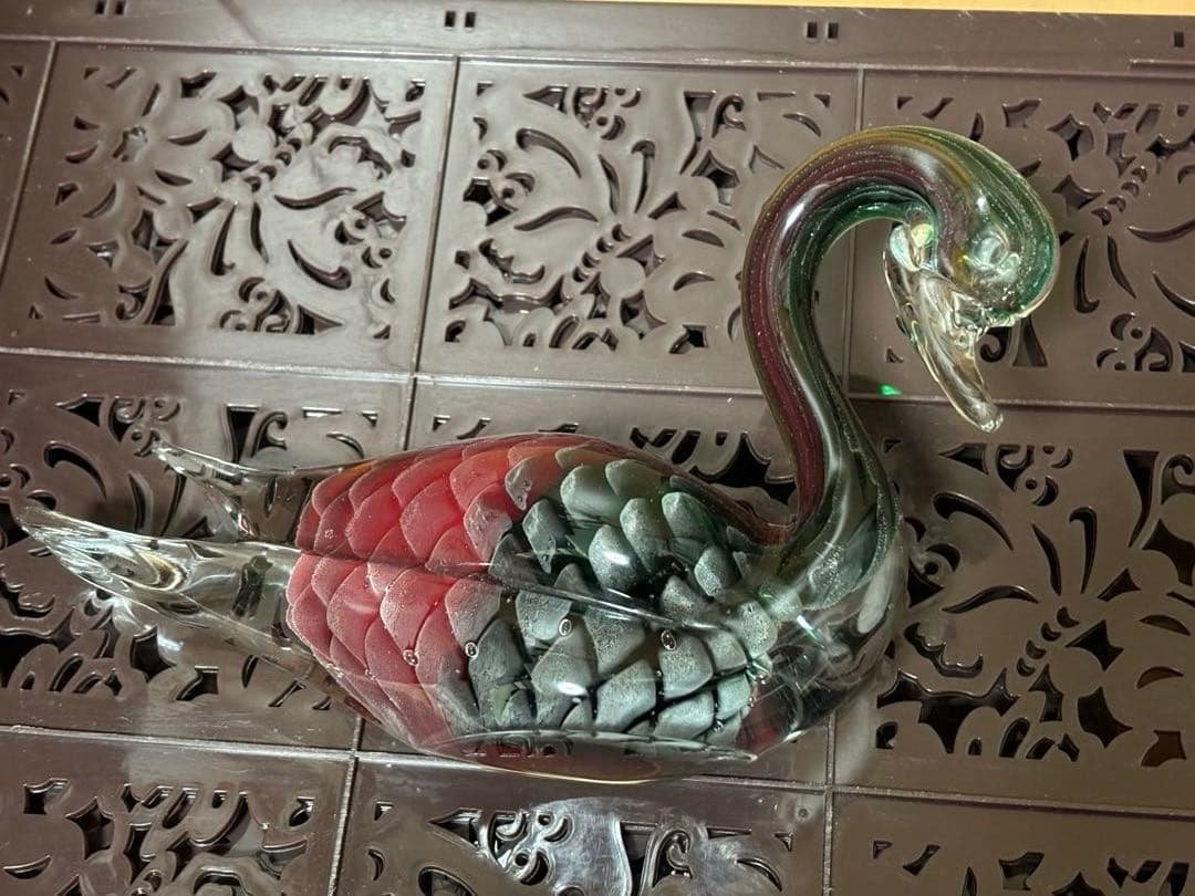 ガラス製　鳥　インテリア　置物　ガラス工芸