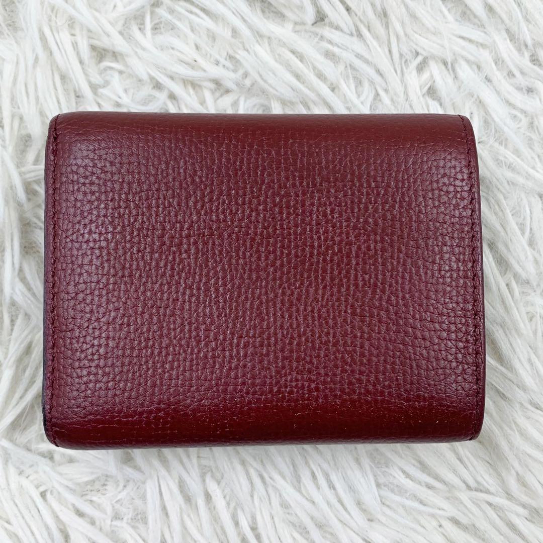 【✨極美品✨】ロエベ 三つ折り財布 アナグラム トライフォールド バーガンディ