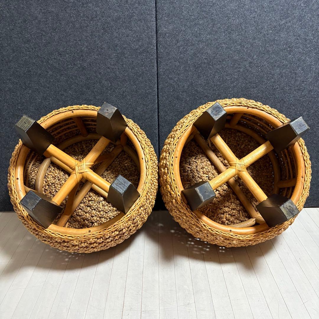 ウォーターヒヤシンス　ラタン　アバカ　スツール　丸椅子　　リゾート　アジアン