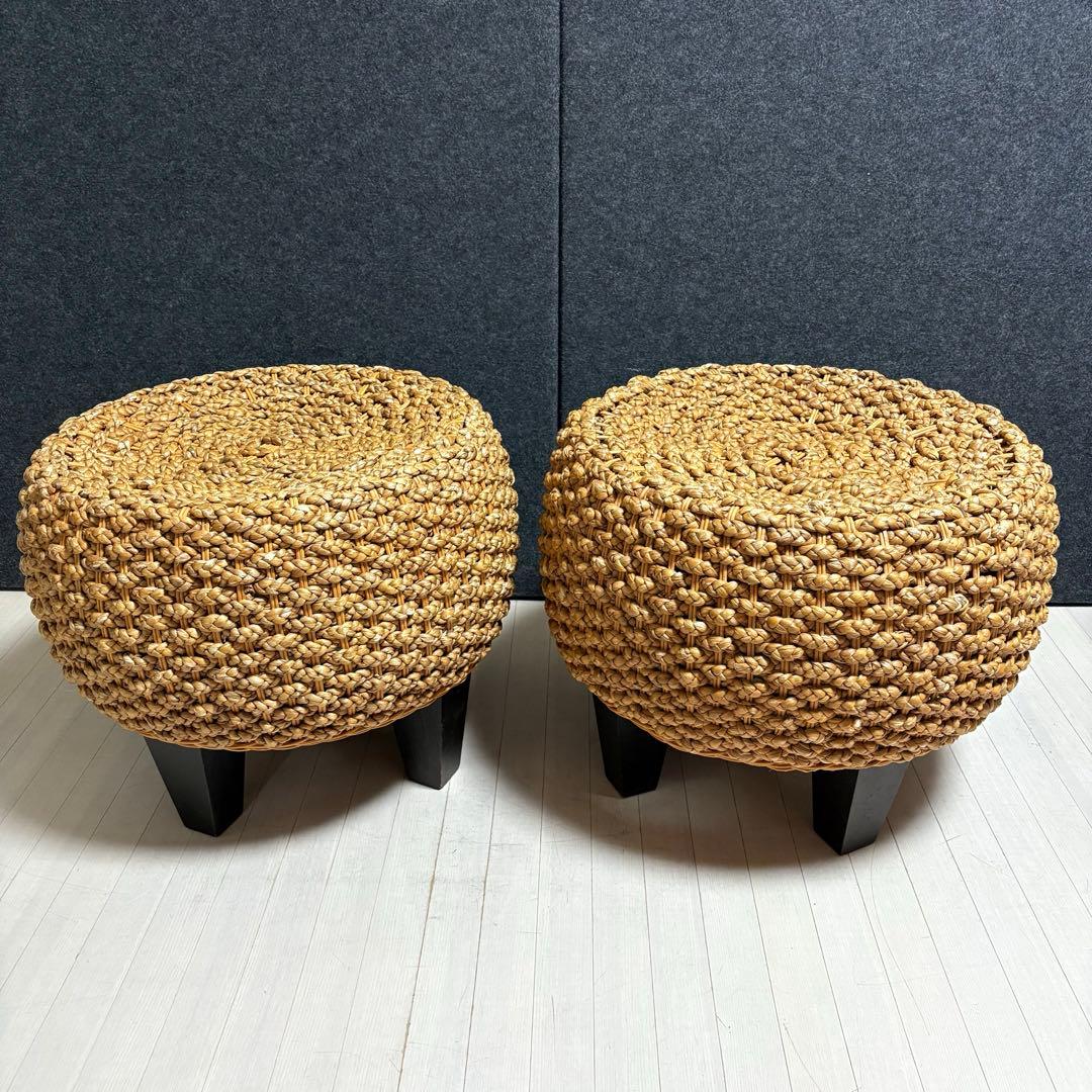 ウォーターヒヤシンス　ラタン　アバカ　スツール　丸椅子　　リゾート　アジアン