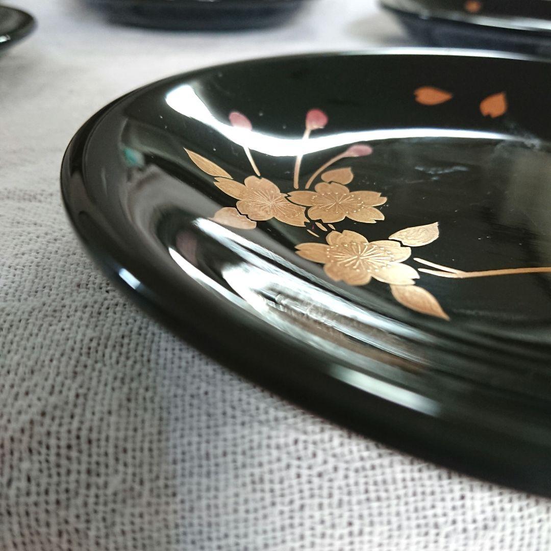 桜づくし 漆器 銘々皿 小皿 蒔絵 /輪島塗 越前漆器 茶道具 骨董 お椀印判