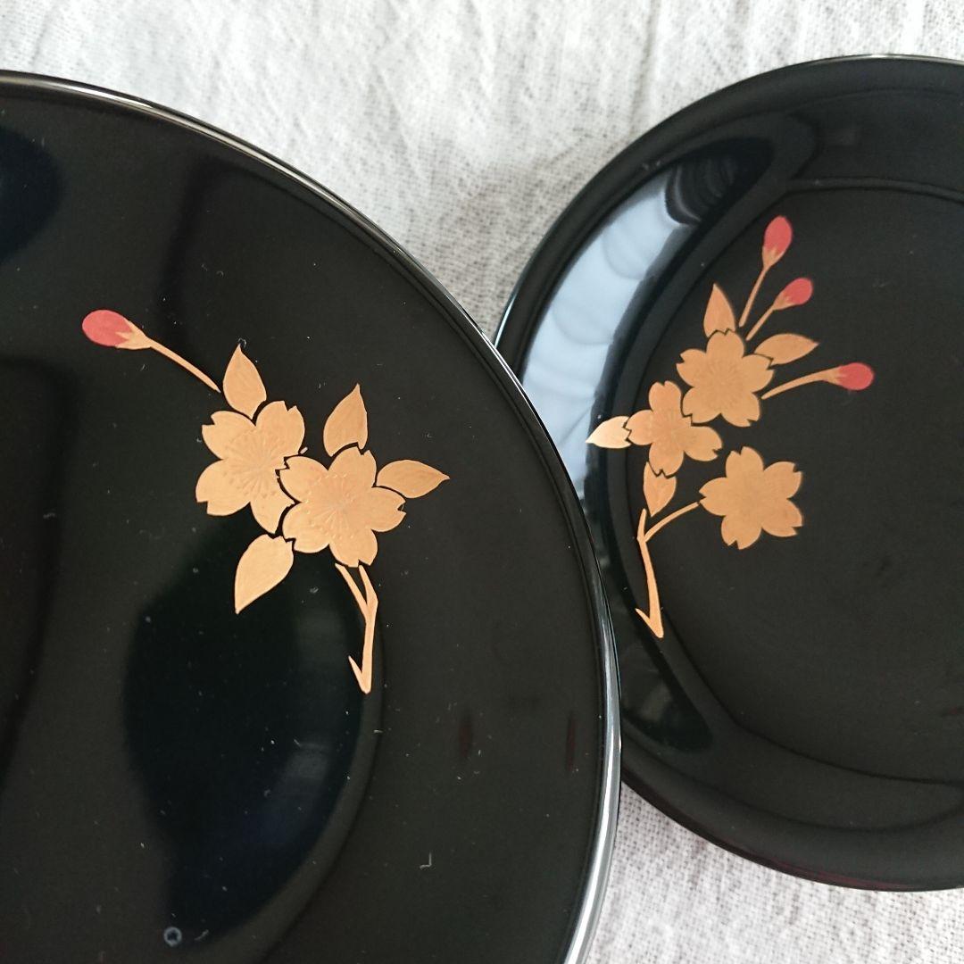 桜づくし 漆器 銘々皿 小皿 蒔絵 /輪島塗 越前漆器 茶道具 骨董 お椀印判