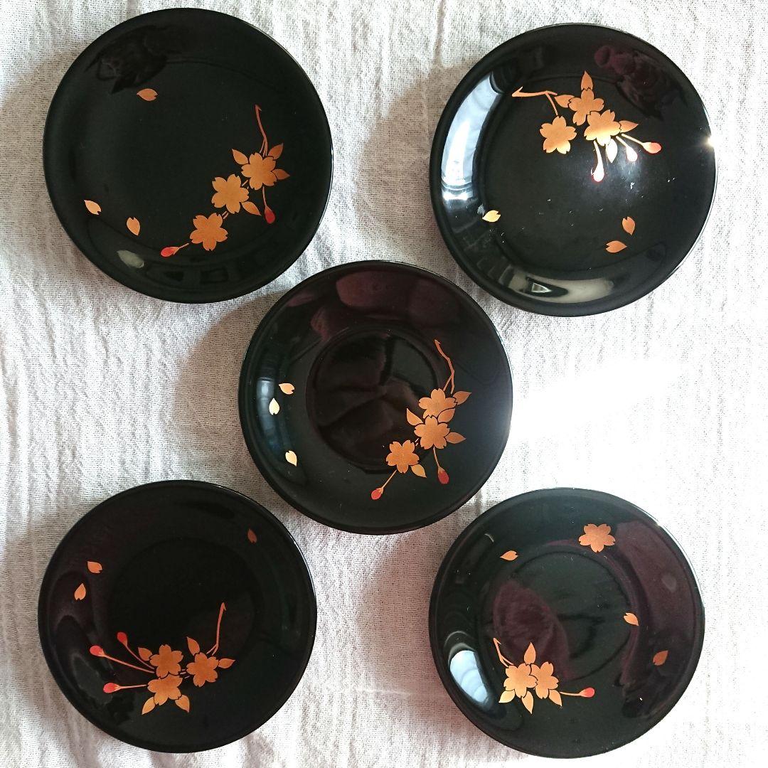 桜づくし 漆器 銘々皿 小皿 蒔絵 /輪島塗 越前漆器 茶道具 骨董 お椀印判