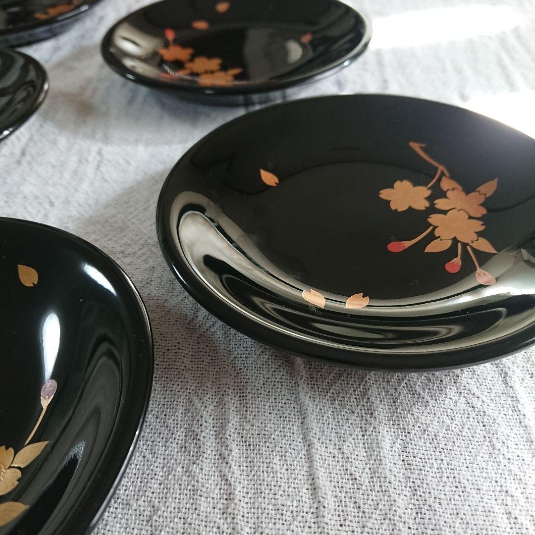 桜づくし 漆器 銘々皿 小皿 蒔絵 /輪島塗 越前漆器 茶道具 骨董 お椀印判