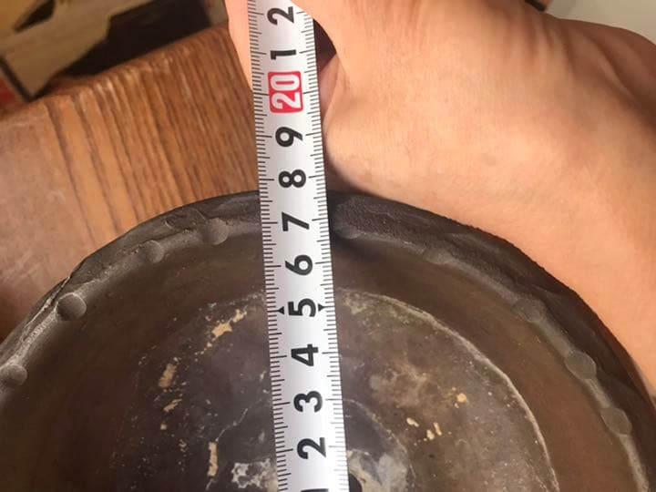 盆栽鉢　時代手捻りずっしりと素敵な盆栽鉢小品盆栽山野草18x8cm907g