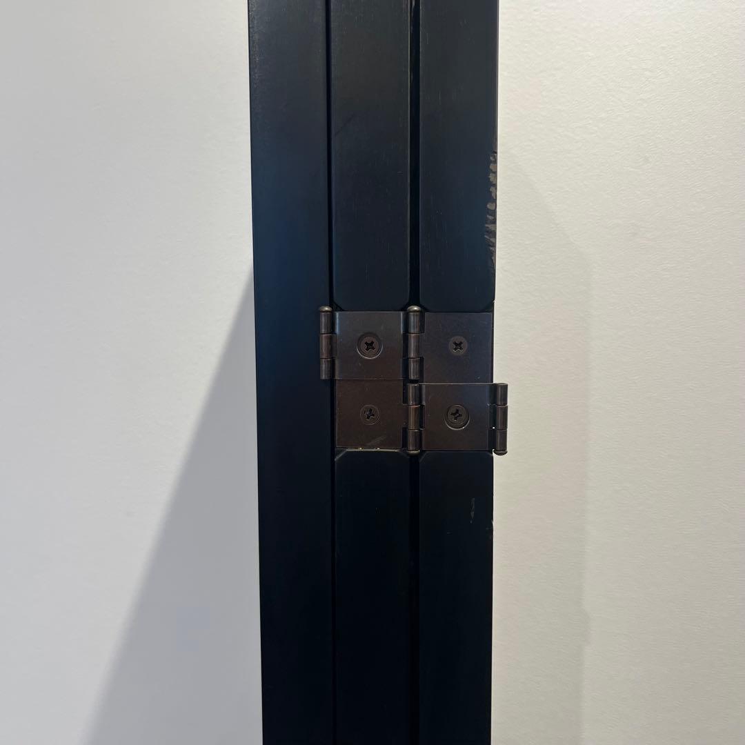 格子状　木製　パーテーション　黒色