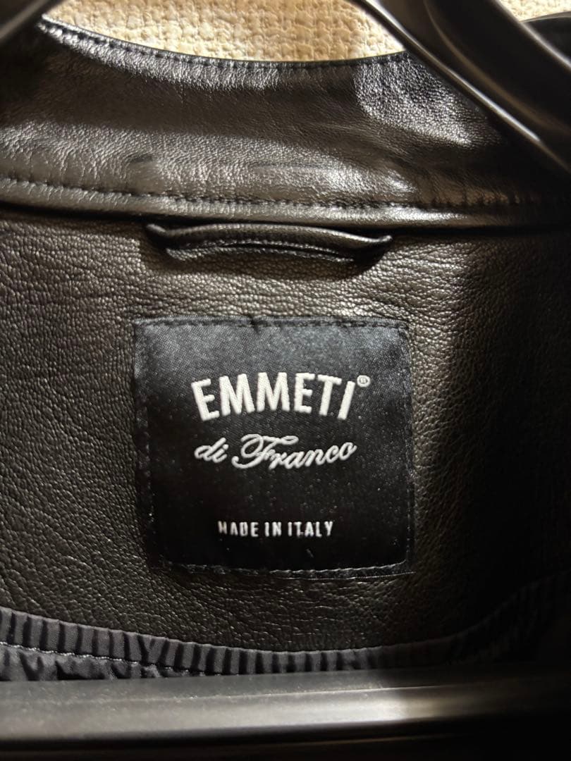 EMMETTI ブラック シングルライダースジャケット