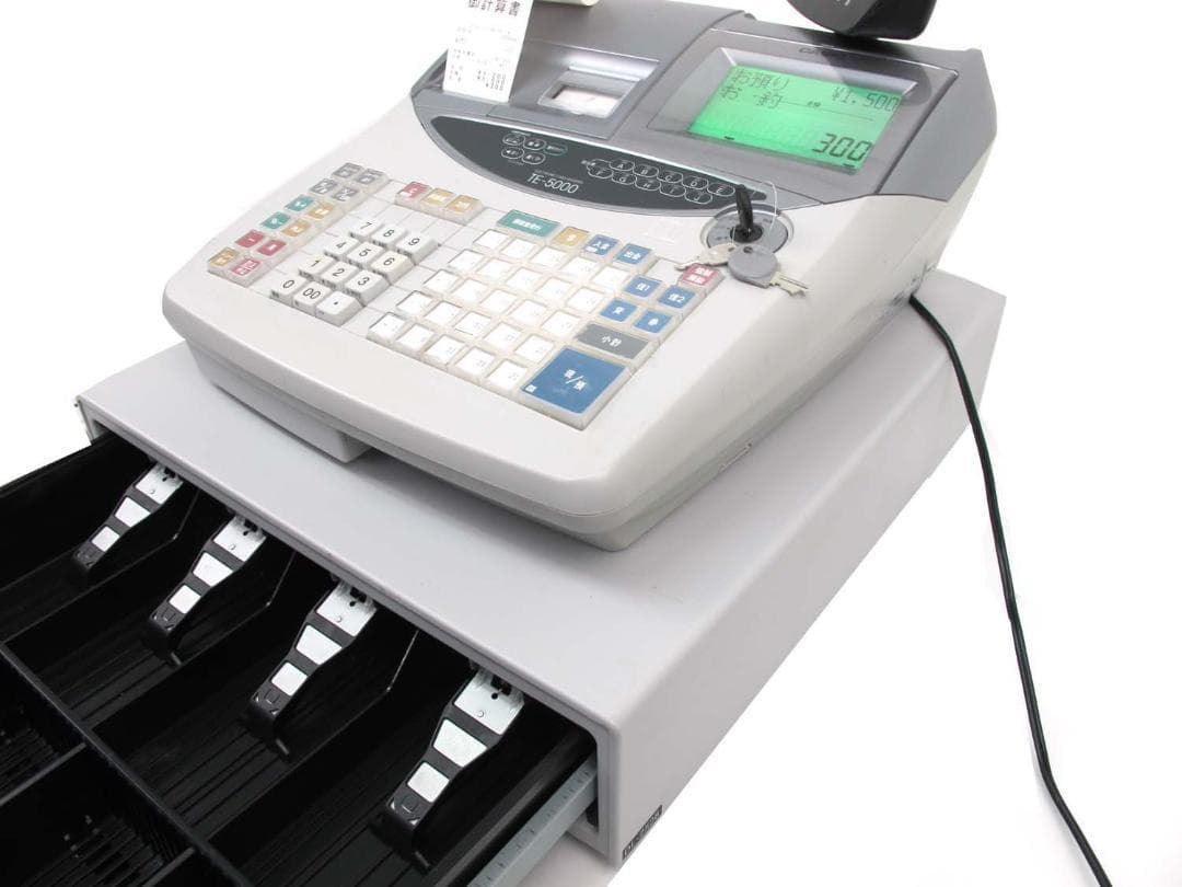カシオ レジスターTE-5000M スキャナー HHS-17付き