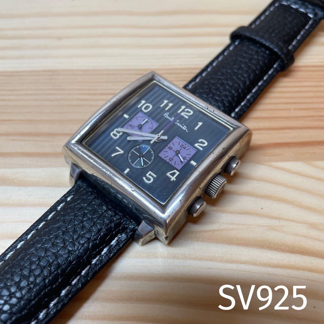 希少！☆シルバー925無垢☆電池交換済み☆ポールスミス　スクエアクロノ時計☆