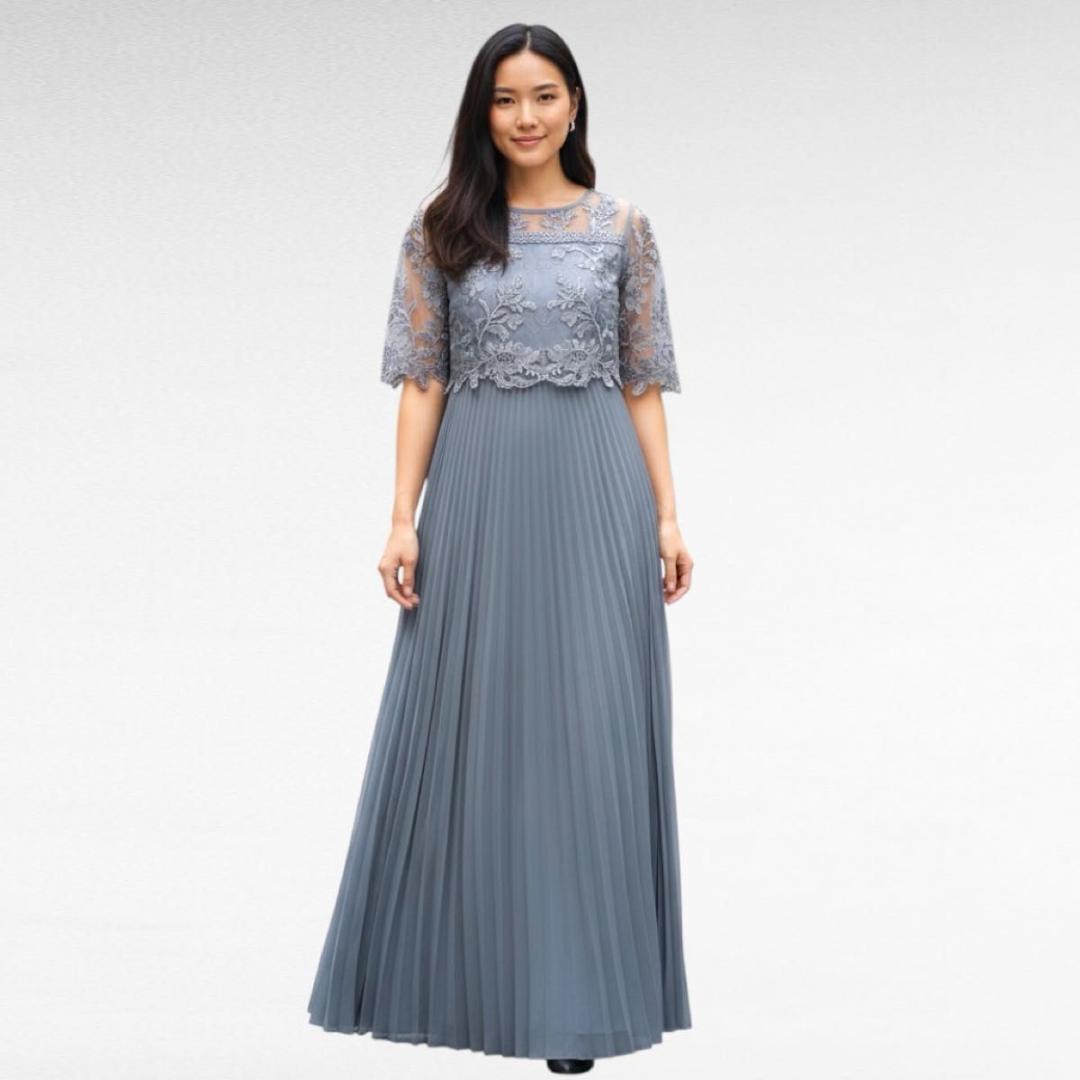 未使用　kana プリーツドレスワンピース　3Lサイズブルーグレー　大きいサイズ