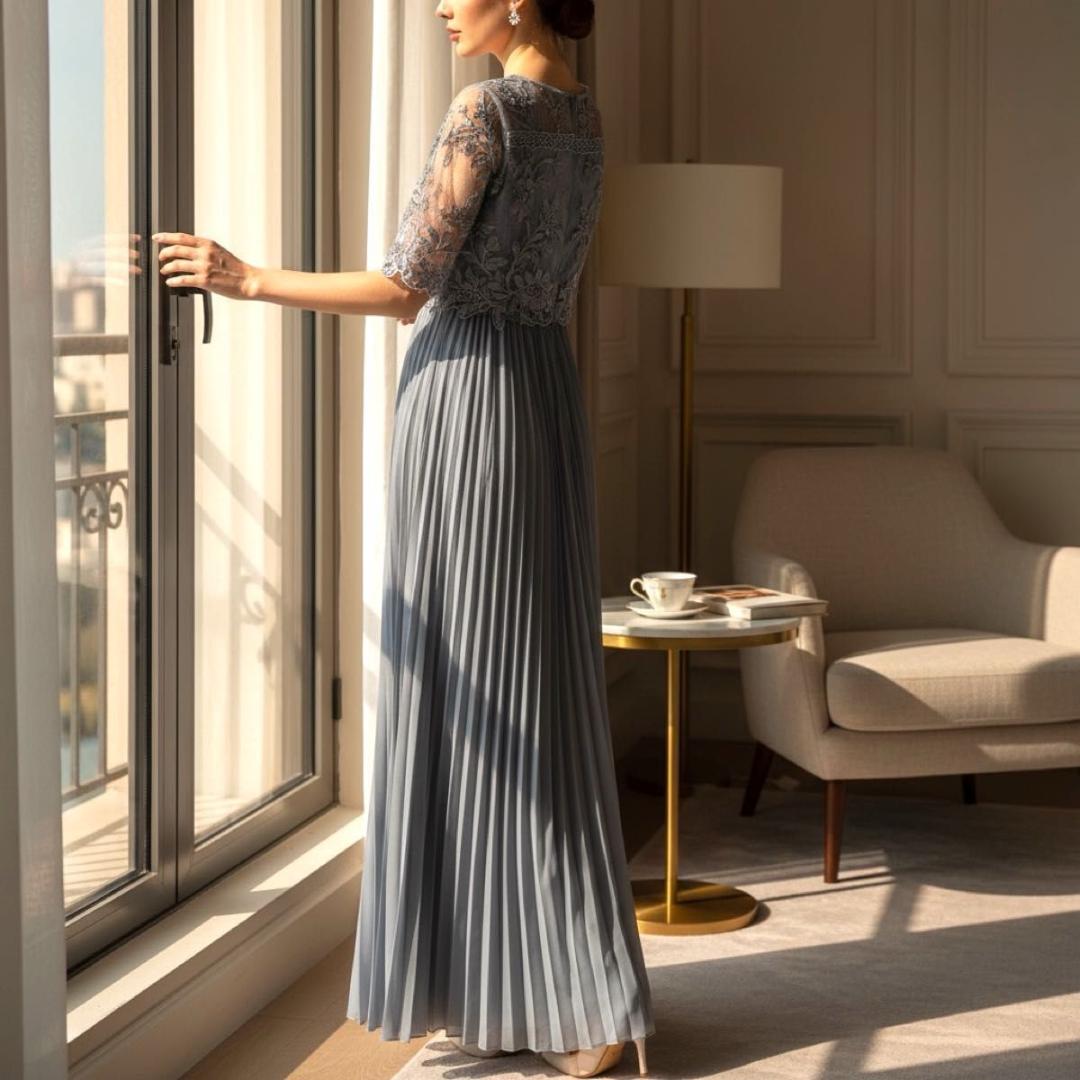 未使用　kana プリーツドレスワンピース　3Lサイズブルーグレー　大きいサイズ