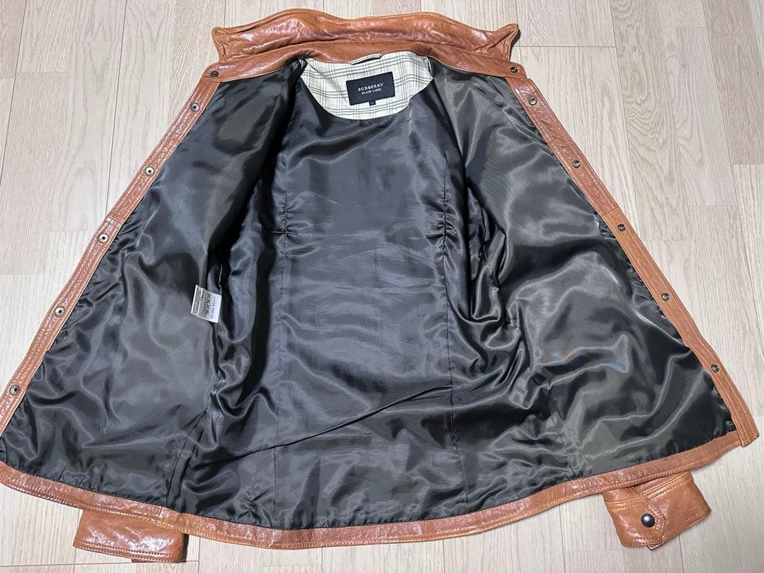 BURBERRY BLACK LABEL 襟付きシングルライダース 革ジャン