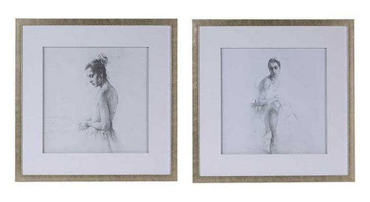 アートフレーム 2枚セット バレエダンサー 額絵 モダン 85064PI