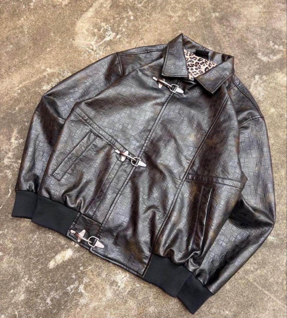 新品 BELVET Leopard Lined Fireman Jacket M