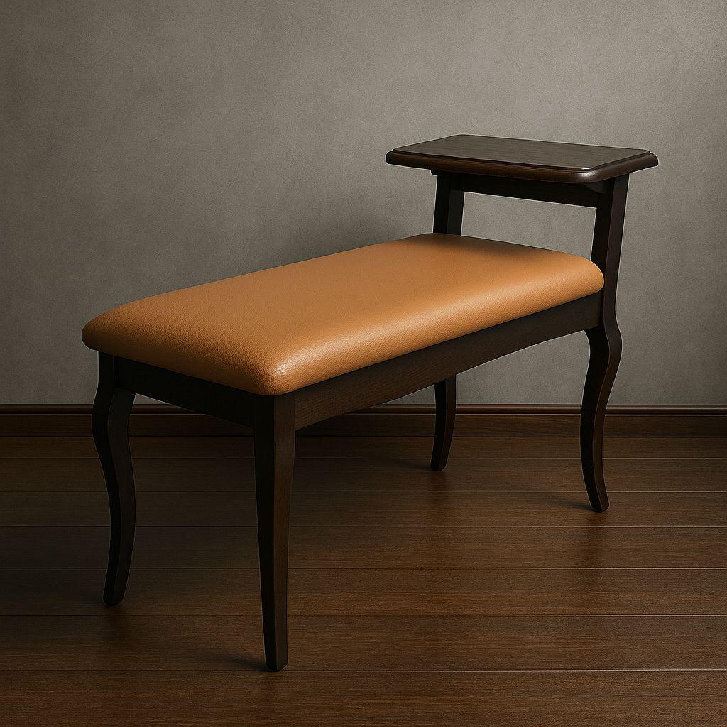 アンティーク風　テレフォンベンチ　ベージュ 合成皮革