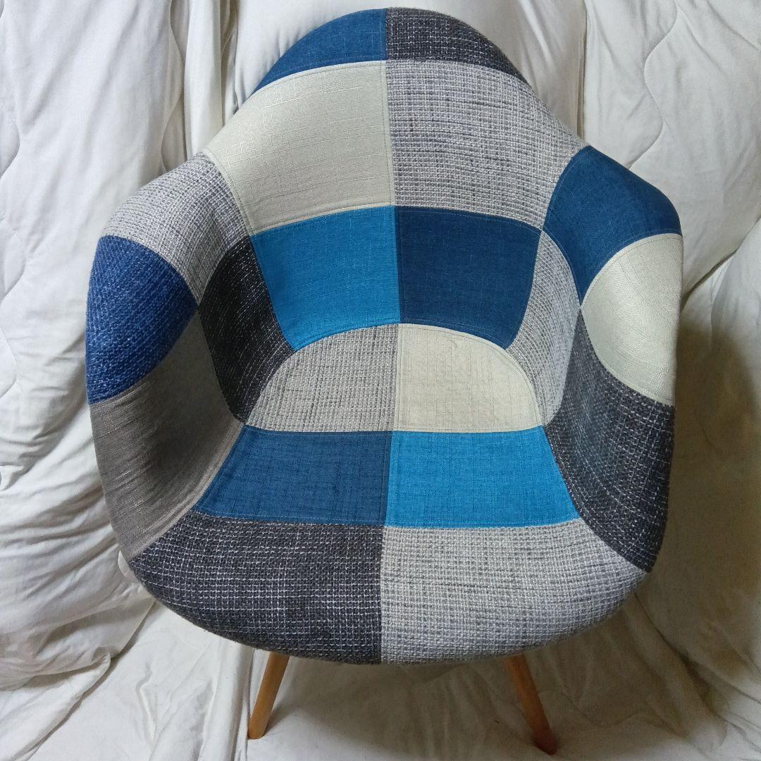 パッチワークデザイン ラウンジチェア 多色 青系