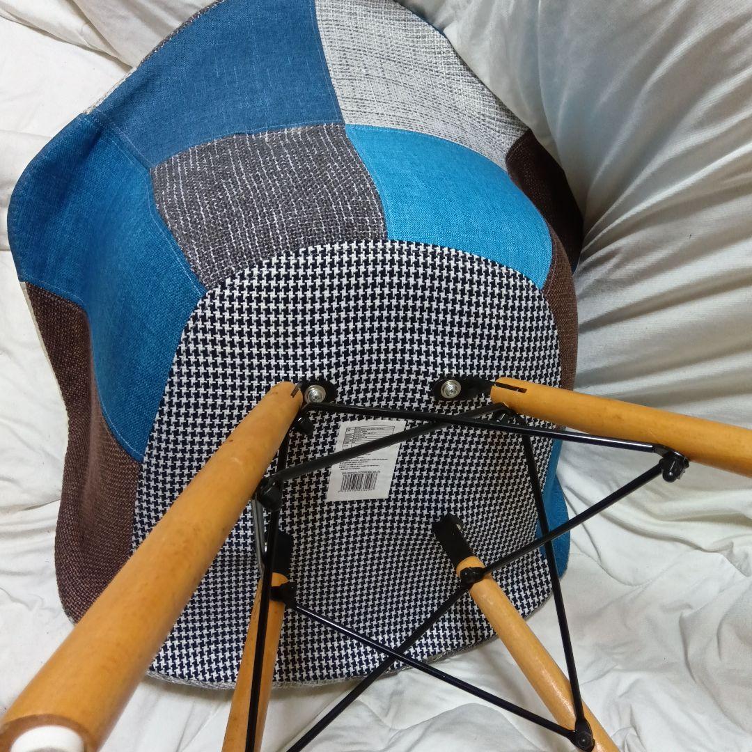 パッチワークデザイン ラウンジチェア 多色 青系