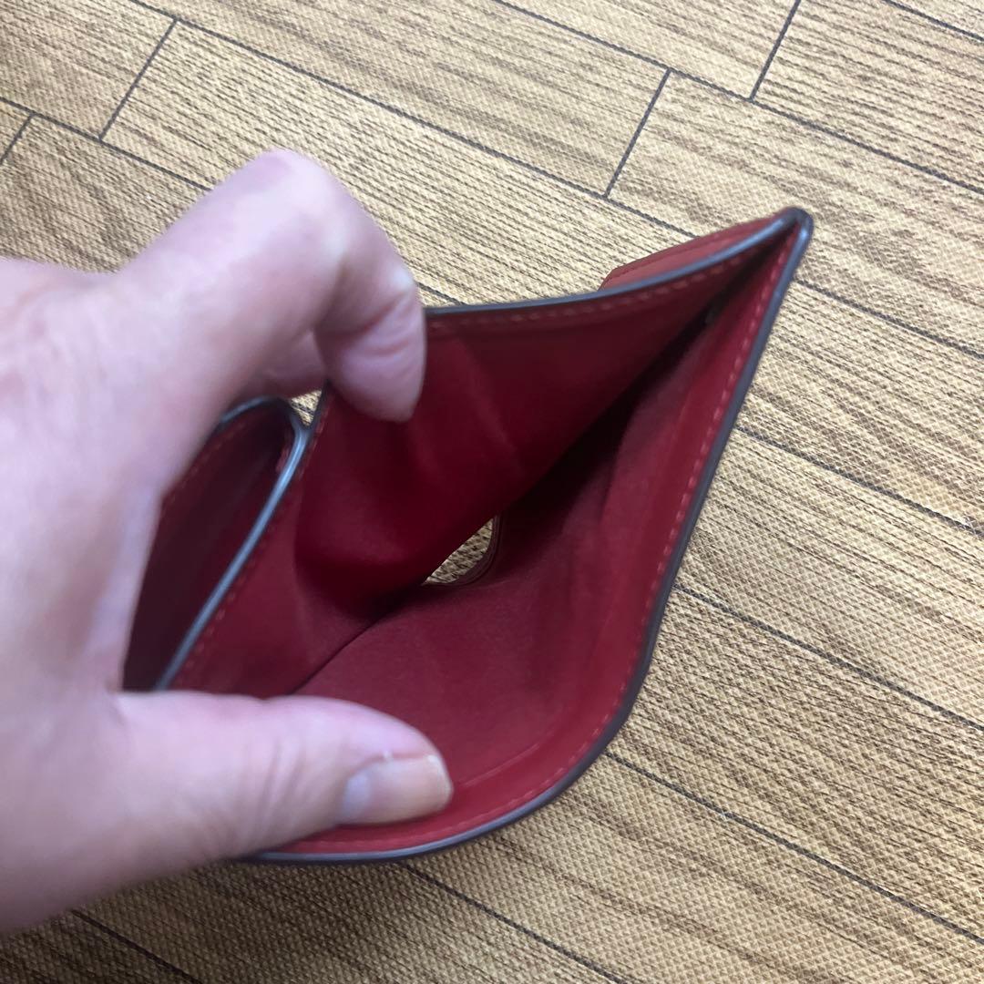 COACH 二つ折り財布 ダークブラウン/レッド