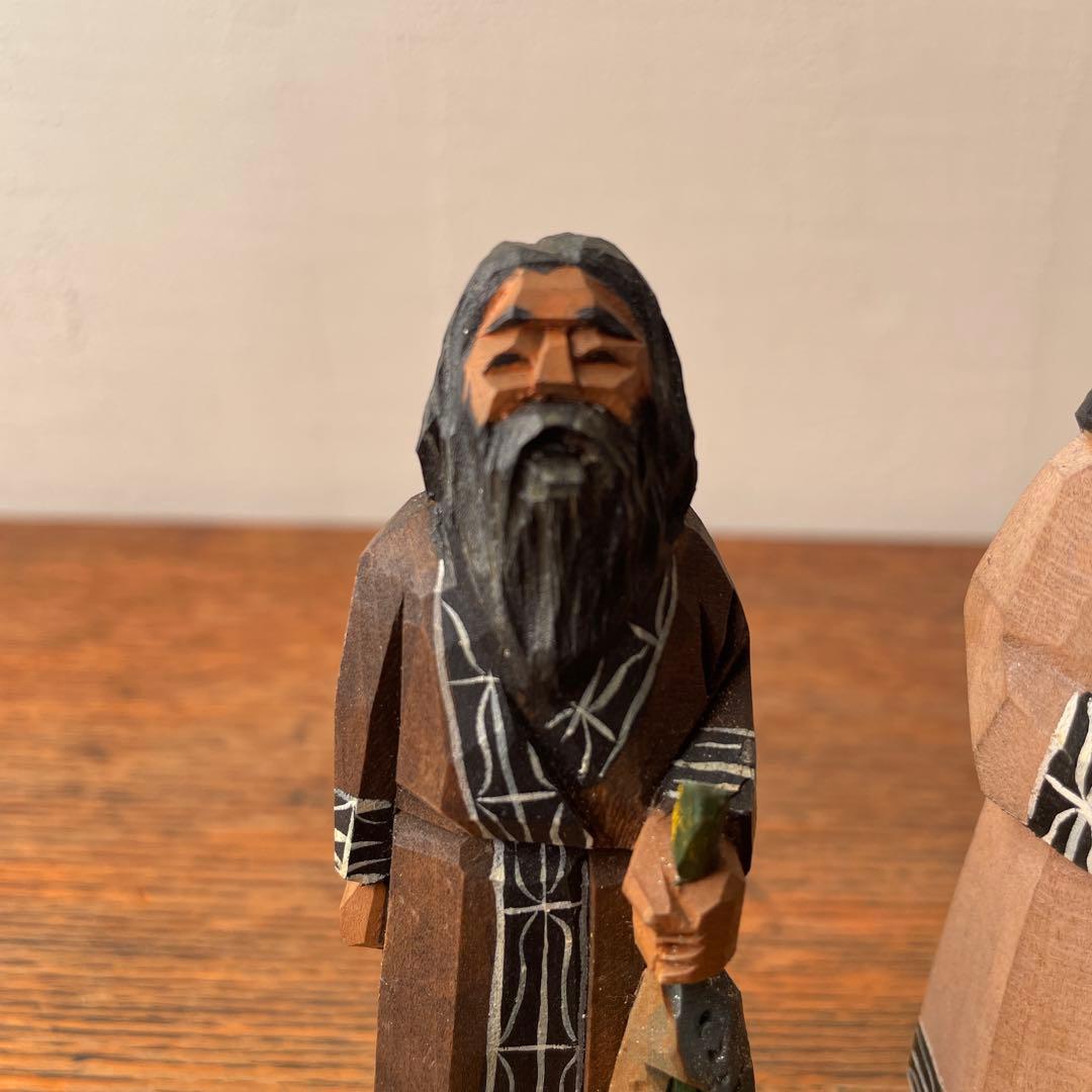 木製 郷土玩具 アイヌ ニポポ 一刀彫り 木端人形 エカシ 男女像 農民美術