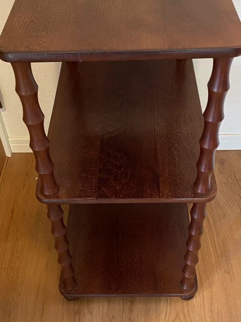 昭和レトロミッドセンチュリー3段木製ラック飾り棚花台古道具古 電話台