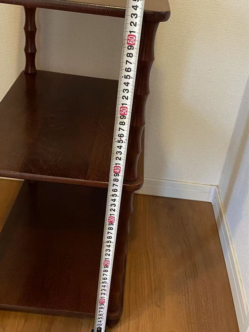 昭和レトロミッドセンチュリー3段木製ラック飾り棚花台古道具古 電話台