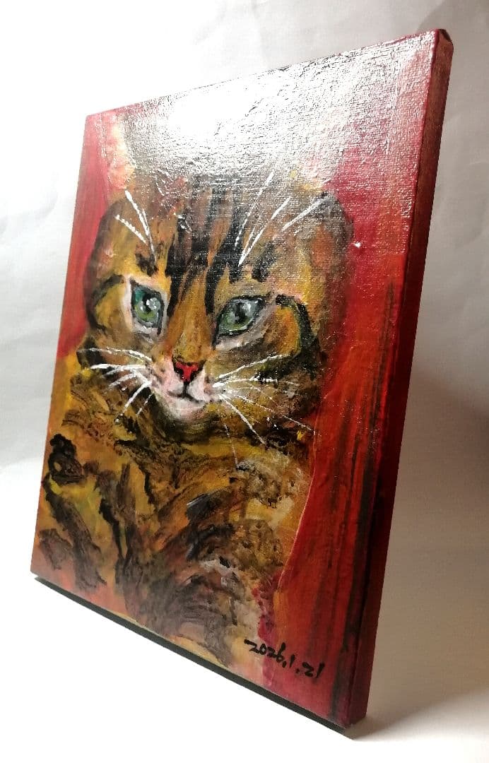 猫 猫の絵 絵 絵画 アクリル画 原画 アート ドローイング アートパネル