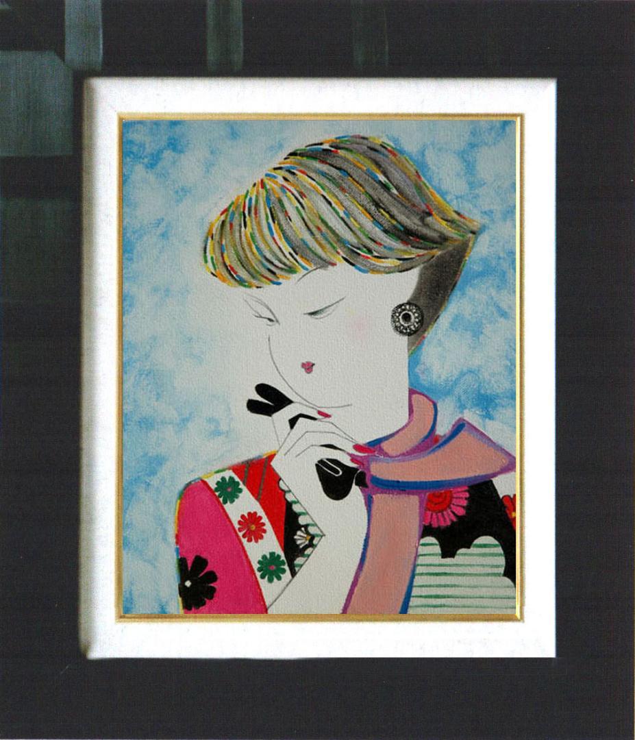 油絵 菅家令子 絵 絵画 インテリア F3-010311 人物 女性像