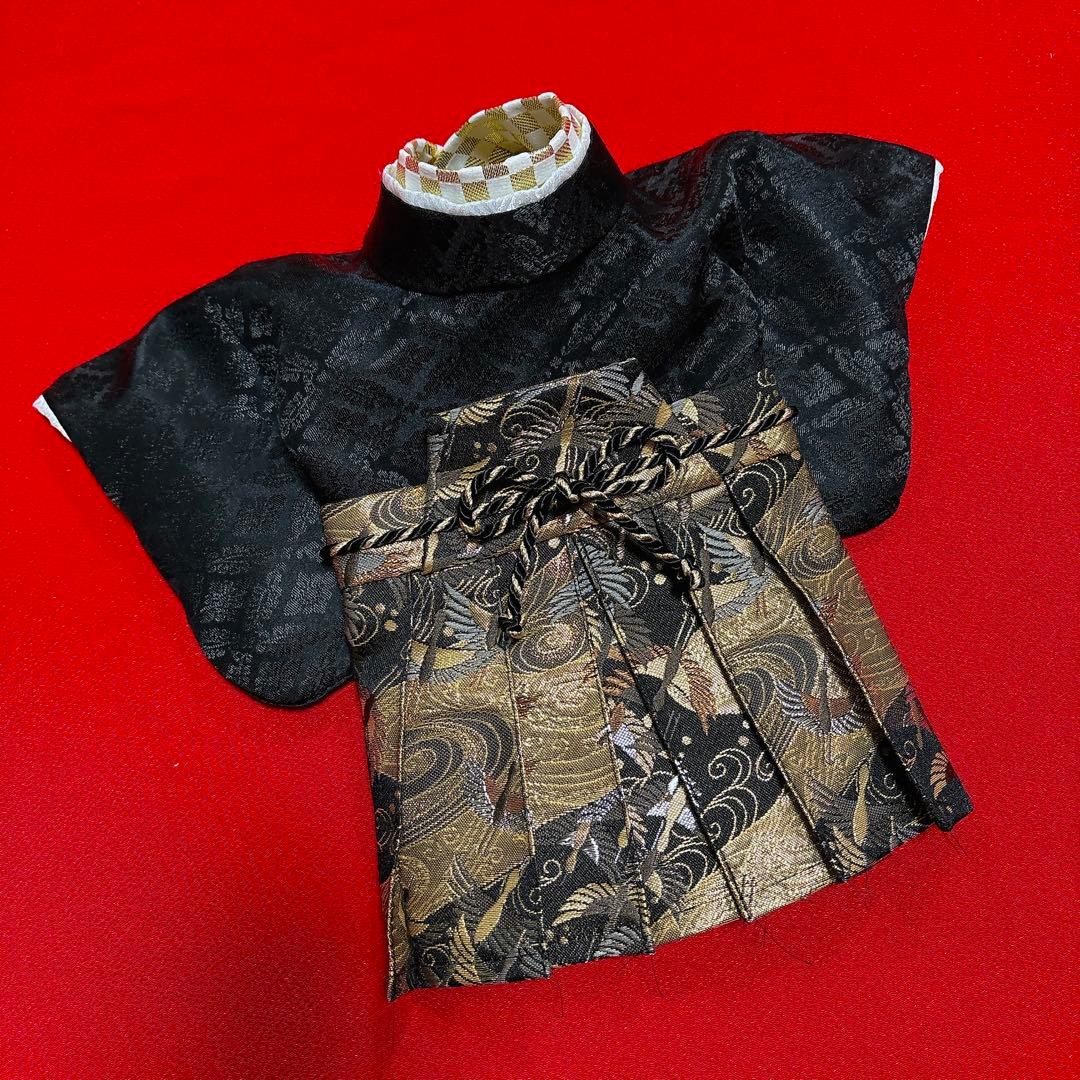 即納✨犬の袴 犬用本格袴セット XS 黒 鶴柄 西陣織