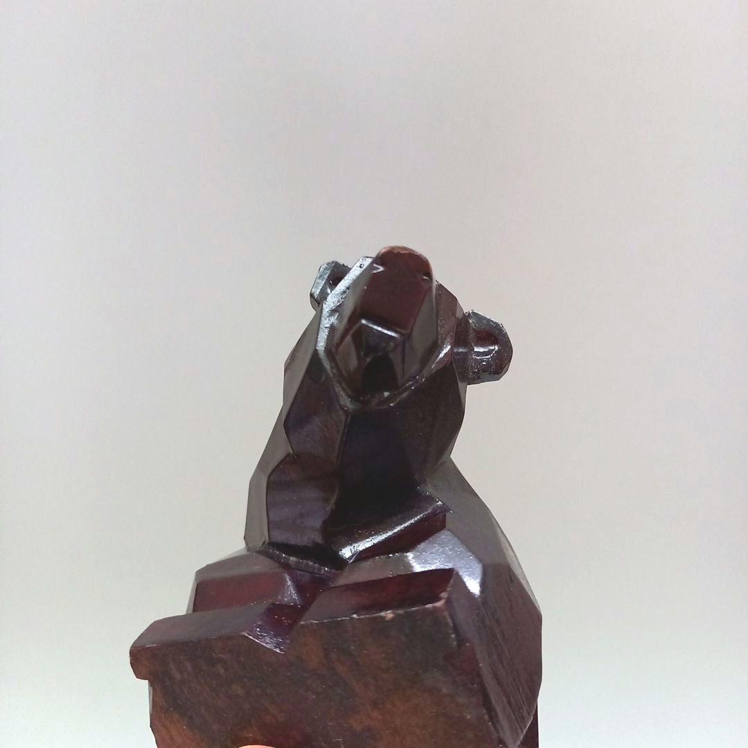 木彫りの熊　民芸　北海道土産　熊の置物　カット彫り　八雲