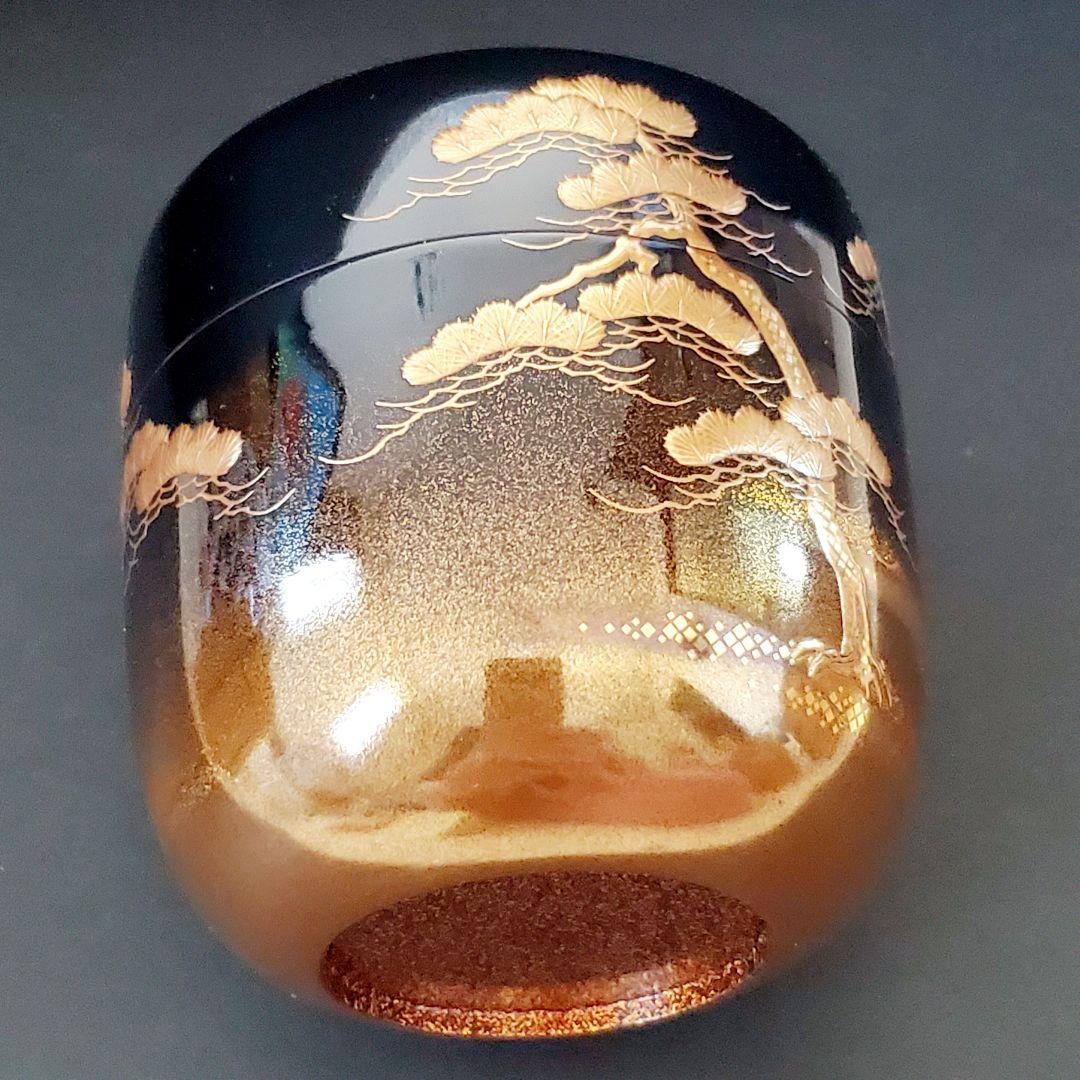 茶道具　大棗　老松蒔絵　一舟作　共箱付