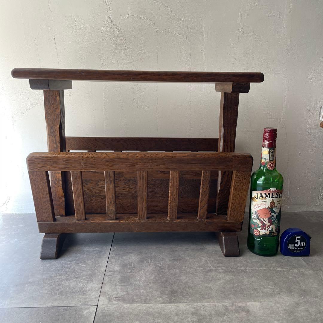 オランダ製　木製　サイドテーブル マガジンラック　オーク無垢材　百貨店