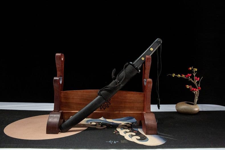 戦術刀 ショート丈 古兵器 武具 刀装具 鍛造打 鋼刀 冷兵器 黒武者 武士道