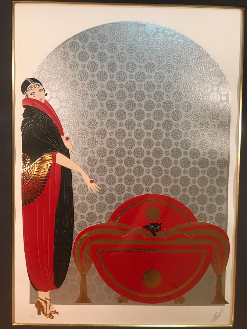 エルテ　「エメラルドの瞳」　シルクスクリーン　直筆サイン・エディション有り