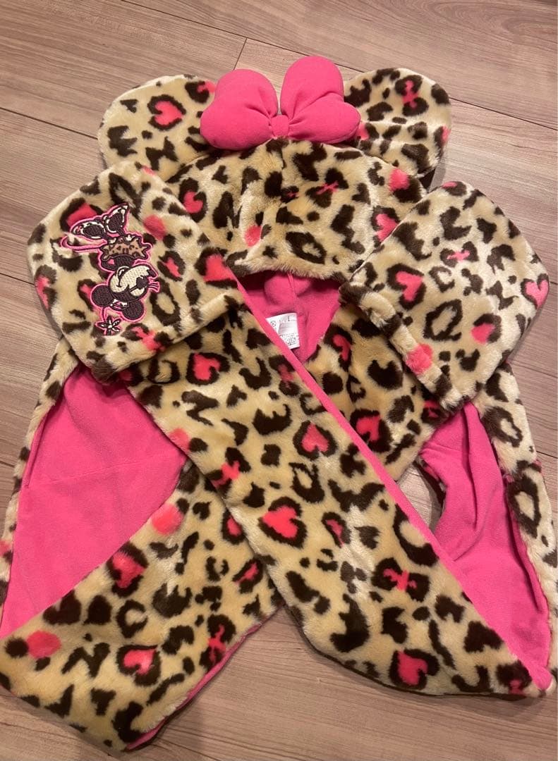 ミニーマウス ヒョウ柄フード