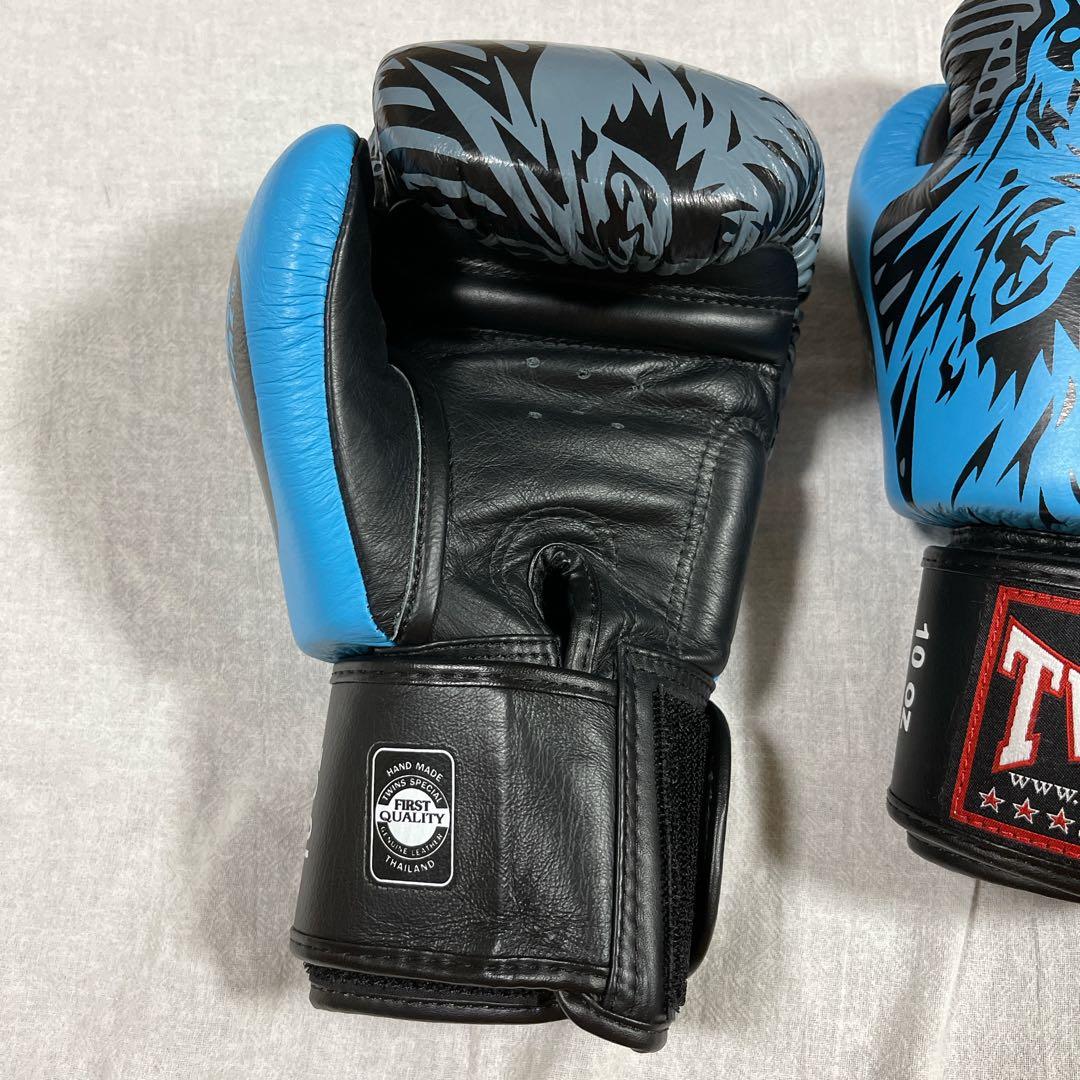 Twins ボクシンググローブ 本革製 ウルフ ブルー 10oz