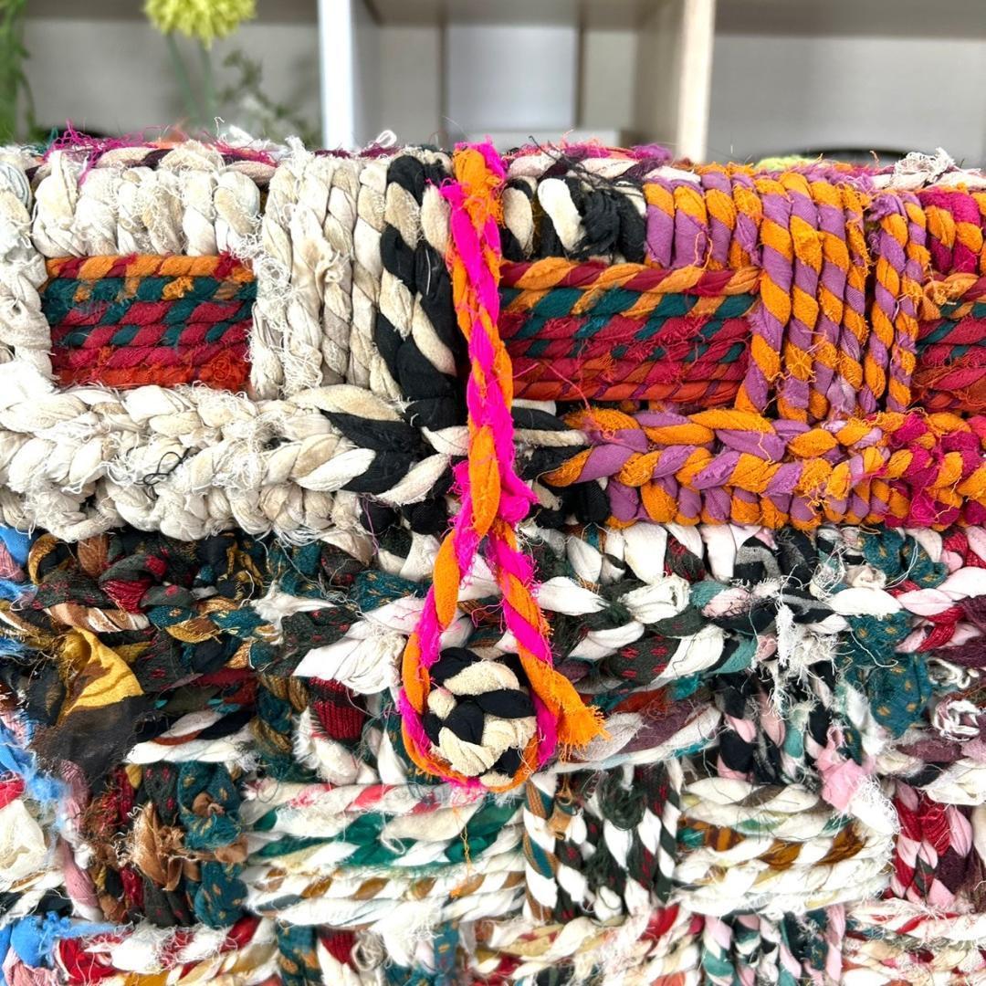 美品 モロッコ ジュート 手編み 収納ボックス インテリア