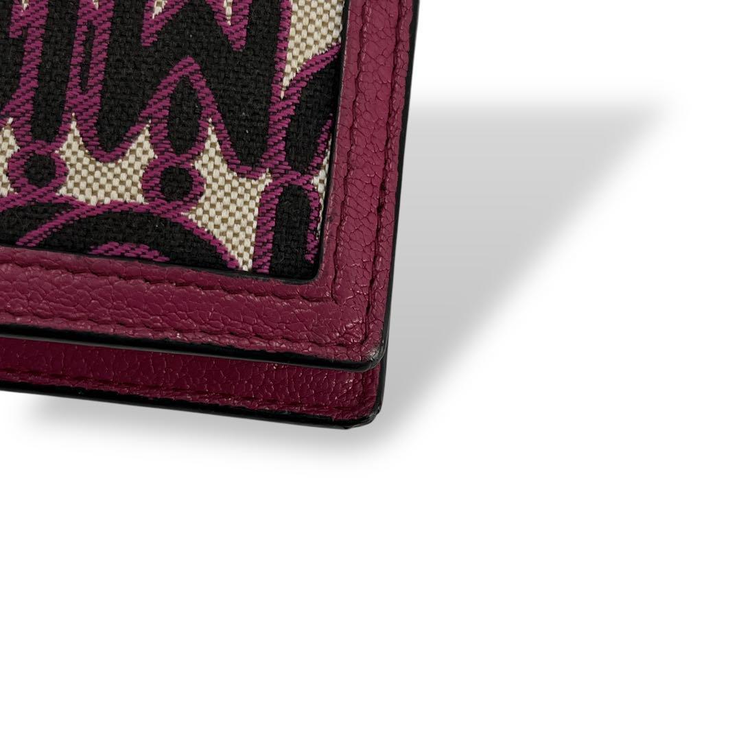 ミュウミュウ　二つ折り財布　MMパリス　マドラス　ジャガード　ビジュー　ロゴ