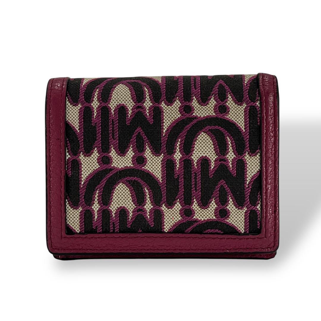 ミュウミュウ　二つ折り財布　MMパリス　マドラス　ジャガード　ビジュー　ロゴ