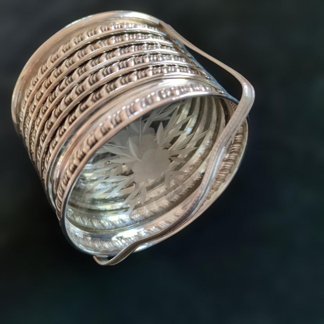 ホルダー付き銀製コースター6枚セット