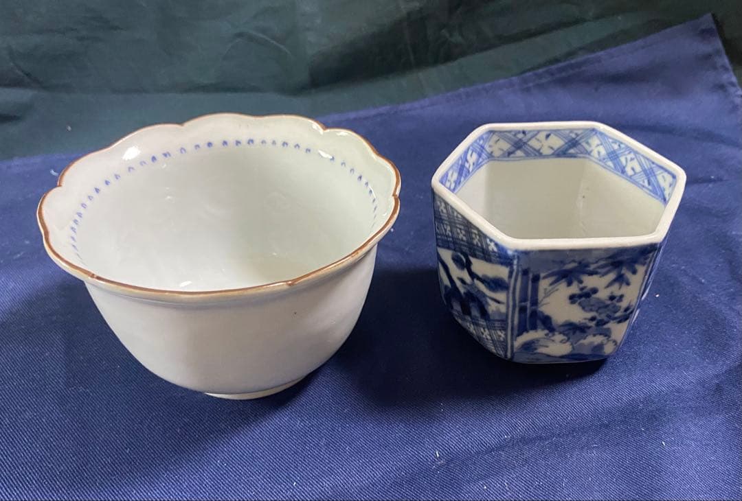 蕎麦猪口　見込に花　松竹梅　二客