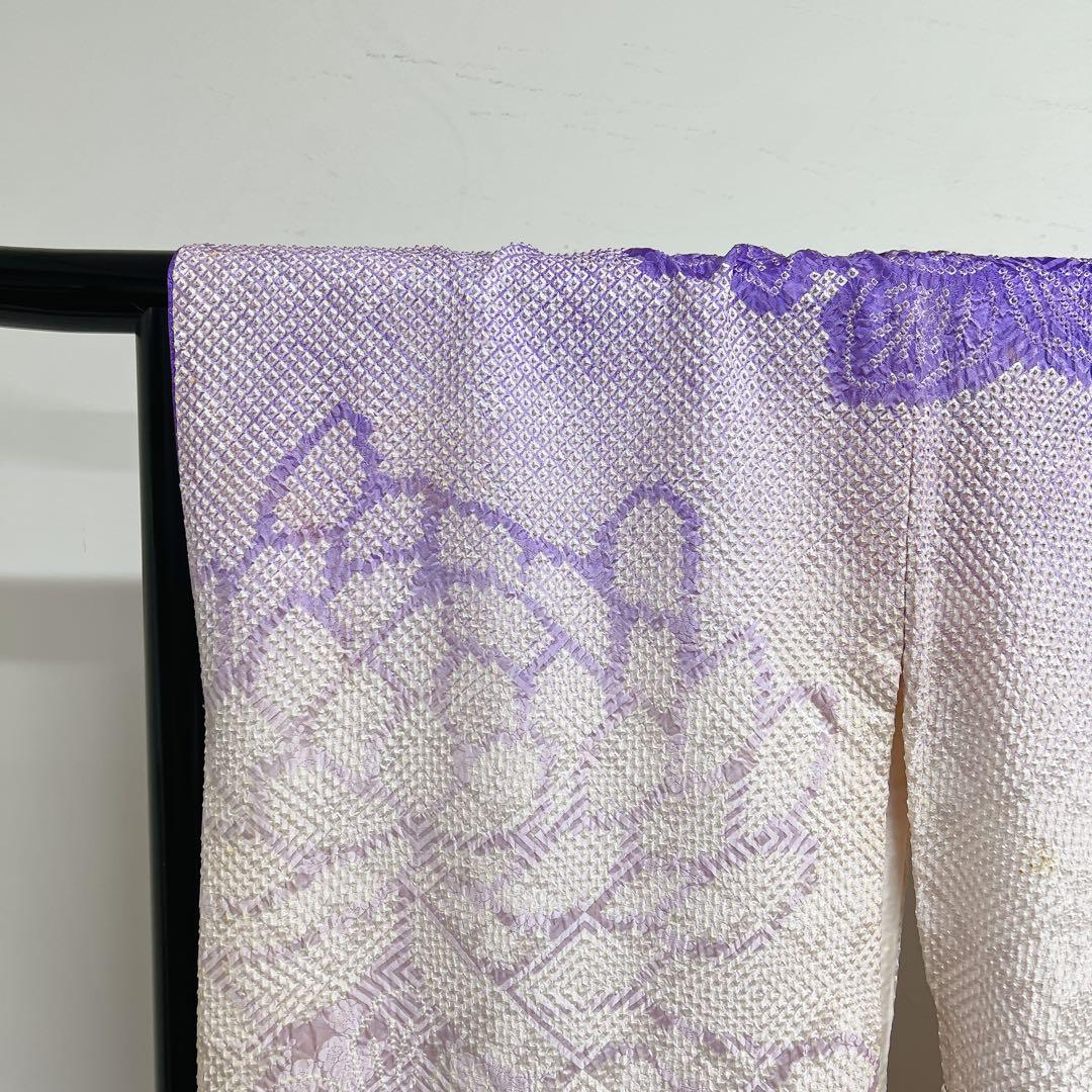 振袖　金駒刺繍　総絞り　菊　菱地紋　晴れの日　成人式　着物　013tz